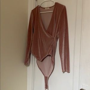 Madewell Blush Velvet Bodysuit